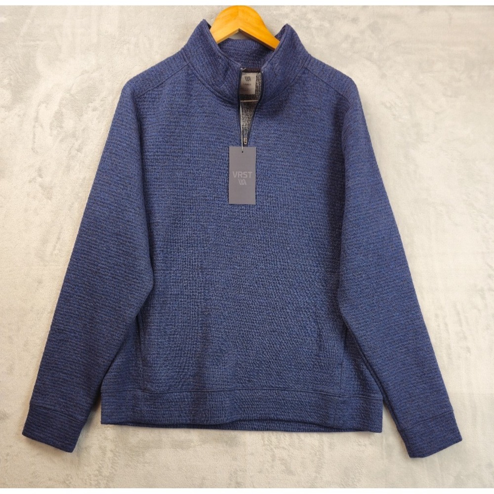 VRST Mens Recharge Lunar Fleece 1/4 Zip Pullover Large Slate Blue Heather NWT